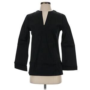 NEW Jonano Sonia Tunic Top Notch Neck Bamboo Organic Cotton Blend Black Size XS